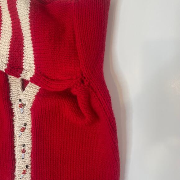 Handmade Boys V-Neck cardigan with Nutcracker Buttons Sz M/L - Picture 2 of 5